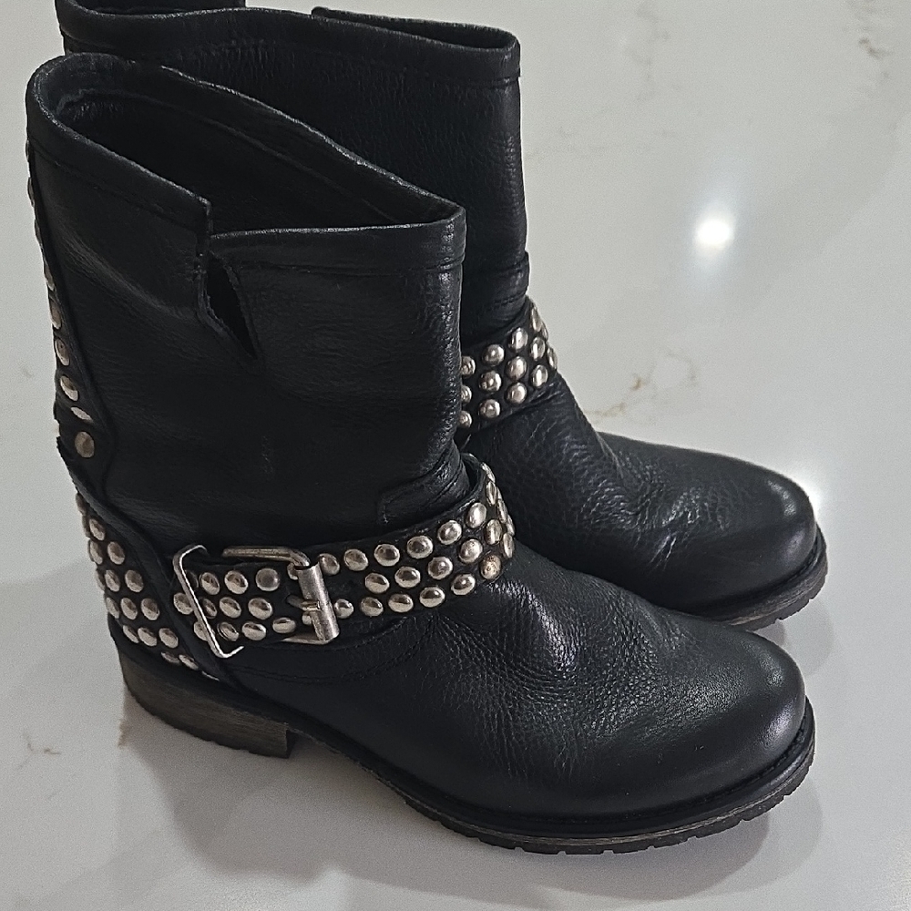 Steve Madden Black Studded Moto Boots
